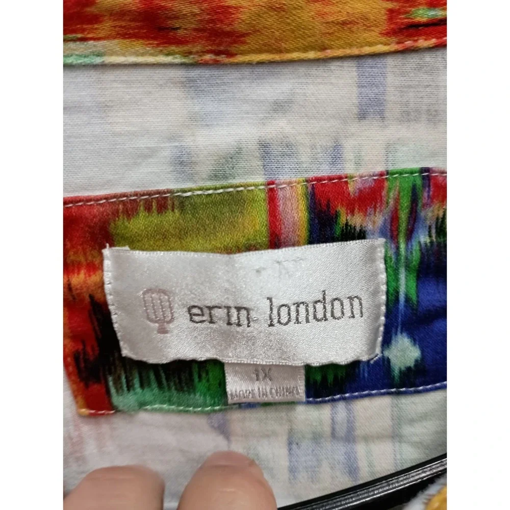 Erin London  Wearable Art Jacket Womens Size‎ 1X Multicolor Abstract Eclectic